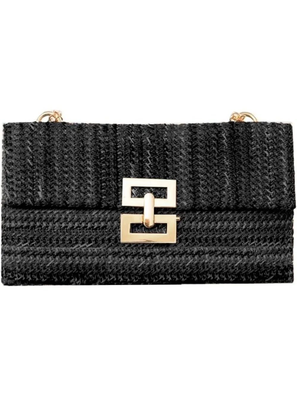 Women’s Black1 Straw Woven Clutch Purse Crossbody Evening Wedding Handbag